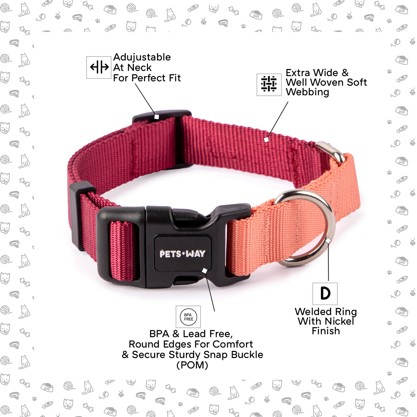 Petsway Yellow Fuchsia Dual Color Collar