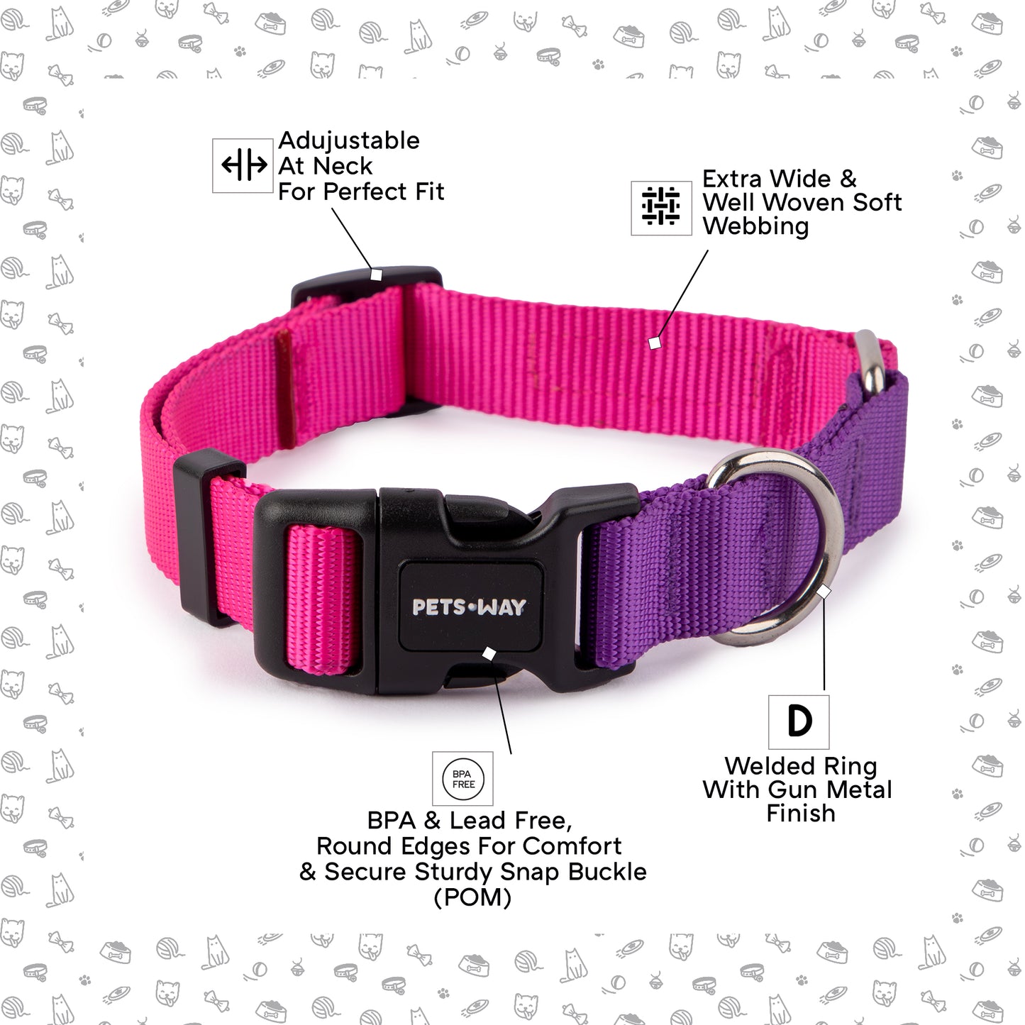 Petsway Fuchsia Dual Color Collar